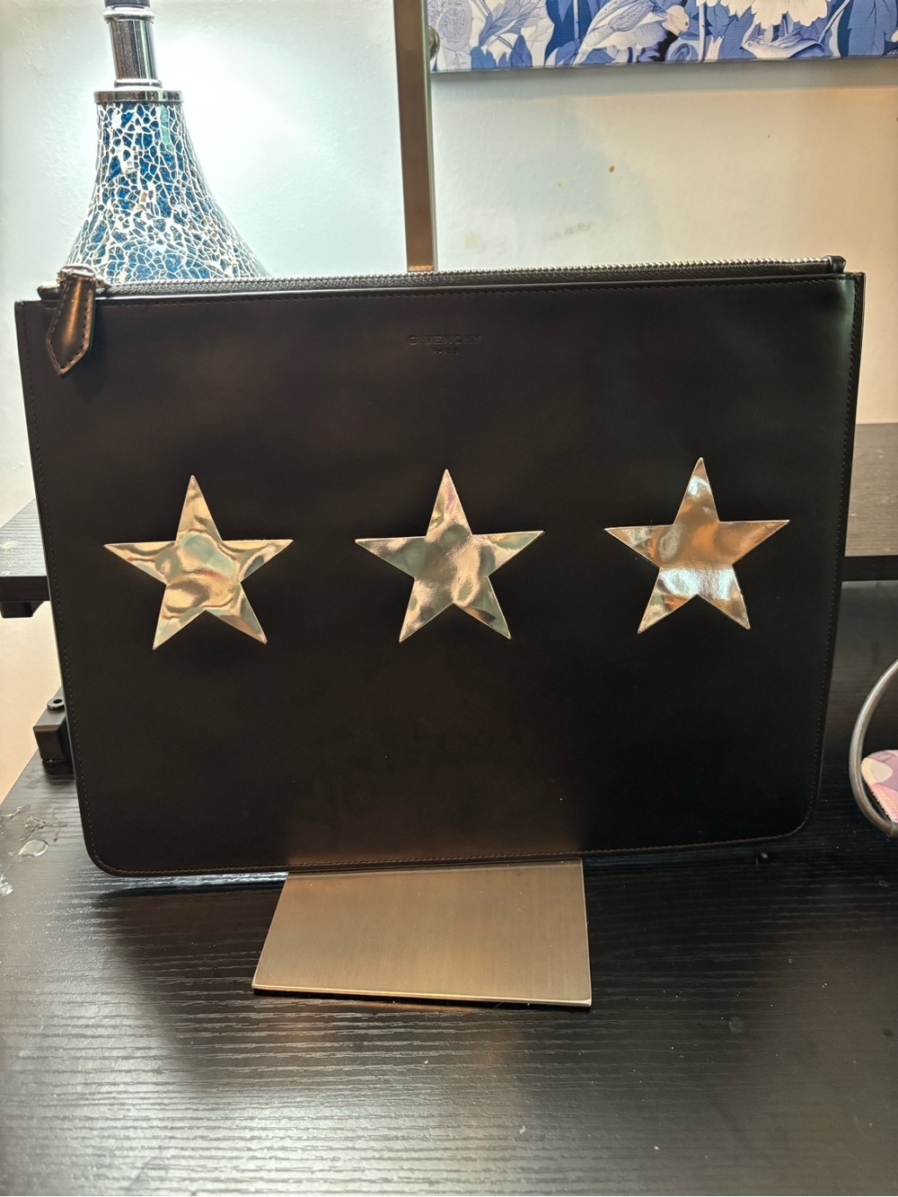 Authentic Givenchy Black Leather Star Clutch – Excellent Condition – Rare